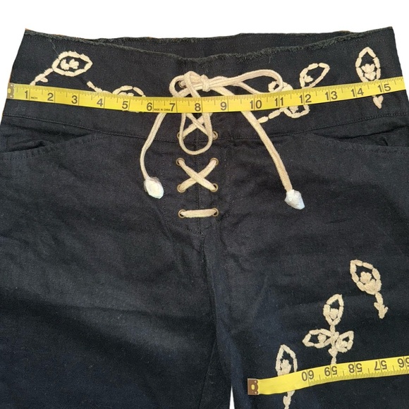 NWOT Ashley by EB International Black Lace-Up Boho Flare Pants Embroidered Sz S - Picture 5 of 8